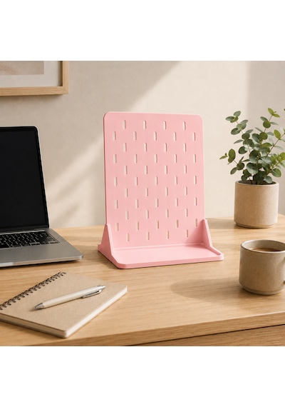 Modüler Masaüstü Pegboard Organizer Seti Kalemlik, Raf Ve Kancalı Düzenleyici Panel Ofis, Çalışma Masası Ve Hobi Alanları İçin Çok Amaçlı Organizer 124-Pembe