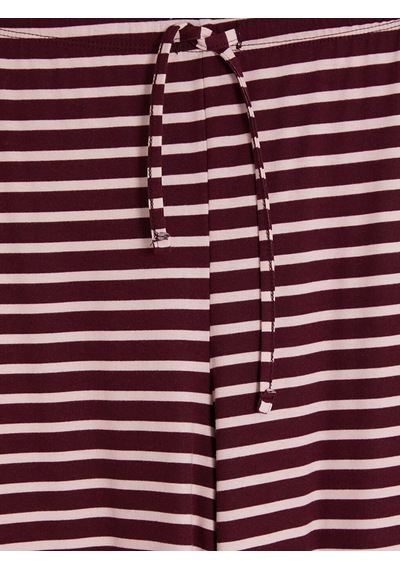 Lcw Dream Kahverengi Beli Lastikli Çizgili Kadın Pijama Altı