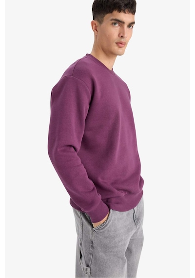 Defacto Relax Fit Bisiklet Yaka Kalın İçi Yumuşak Tüylü Basic Düz Sweatshirt T5139az25aupr79 Mor