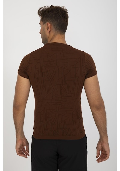Maraton Active Slimfit Erkek Bisiklet Yaka Kısa Kol Koşu Sepya T-Shirt 821075-Sepya