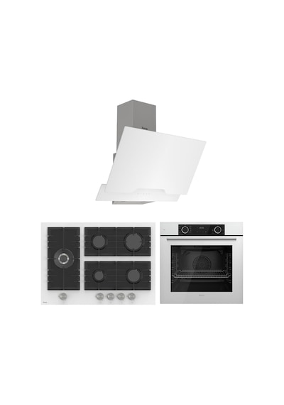 Fryart XE63CB-BL136-D064 Beyaz Cam Ankastre Set