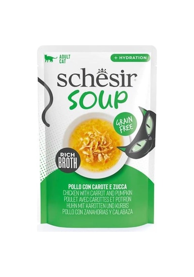 Schesir Pouch Soup Tavuk İle Bal Kabağı Yetişkin Kedi Çorbası Pouch 40gr