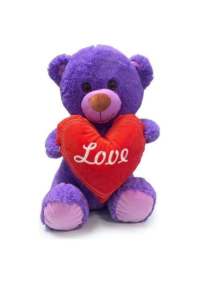 Pufu Toys Pelüş Kalpli Ayıcık 45 Mor 04031