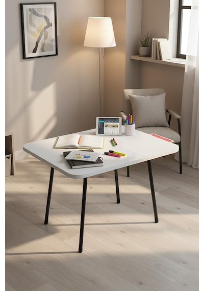 Exent 60x80 Cm Kamp Masası, Piknik, Bahçe Balkon Plaj Masası Katlanır Masa-beyaz Çok Renkli