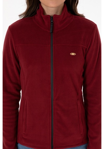 U.S. Polo Assn. Kadın Bordo Fermuarlı Dik Yaka Polar Sweatshirt 50316729-VR014