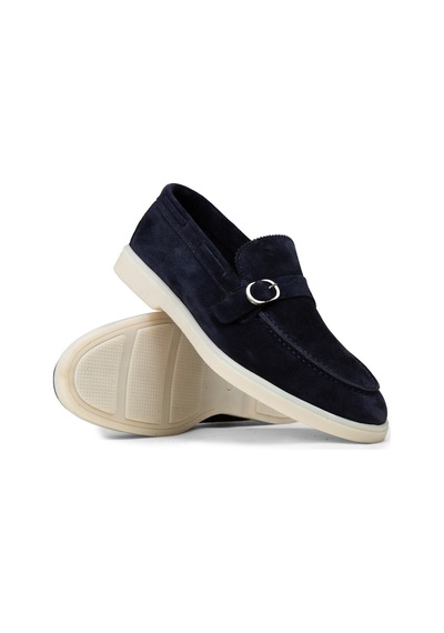 Deery Erkek Hakiki Süet Lacivert Tokalı Loafer - 02031mlcvc01