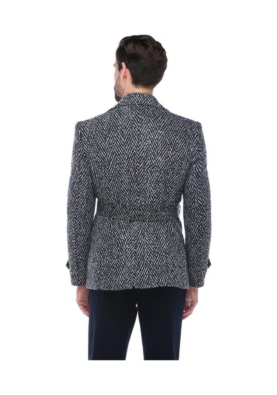 K7539 Dewberry Slım-fıt Erkek Kaban-desenli Lacivert 2 Desenli Lacivert 2