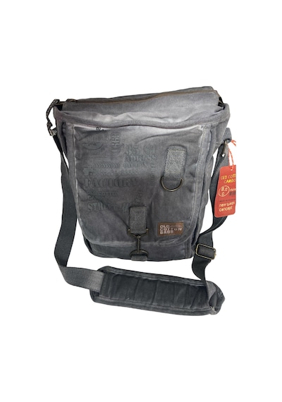 Old Cotton Cargo Vintage Salaş Kaliteli Unisex Taşlanmış Kumaş Okul Gezi Postacı Çantası 27x33cm GRİ