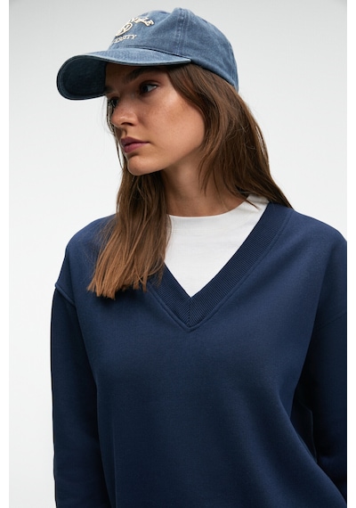 Grimelange ARINEL Kadın V Yaka Regular Fit Lacivert Sweatshirt
