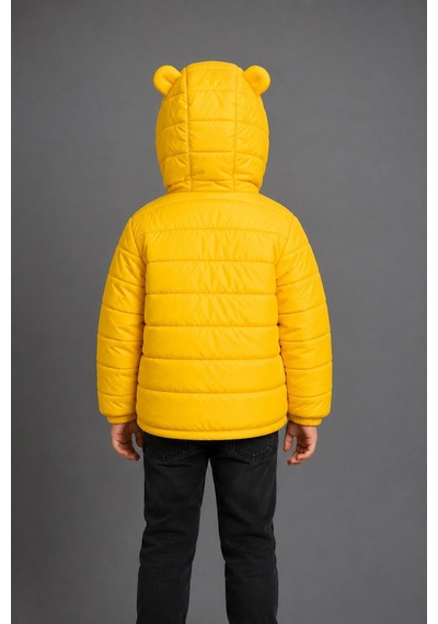 Mnk Baby & Kids Erkek Çocuk Kapüşonlu İçi Polarlı Fermuarlı Şişme Mont M00858 Sari