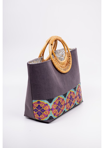 Fabric Craft Bag Kadın El Çantası Denim Etnik Bordürlü Mavi