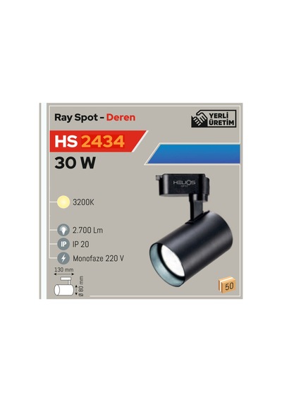 Ray Spot Siyah Kasa Günışığı 3200k, 30w, 2700 Lm, Ip20, 220v Hs2434 Diğer