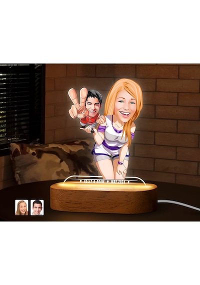 Bk Gift Kişiye Özel Sevgili Karikatürlü Dekoratif 3d Biblo Led Işıklı Gece Lambası-18, Düğün Hediyesi, Yıl Dönümü Hediyesi Kobitmeyen138293 Bk Gift