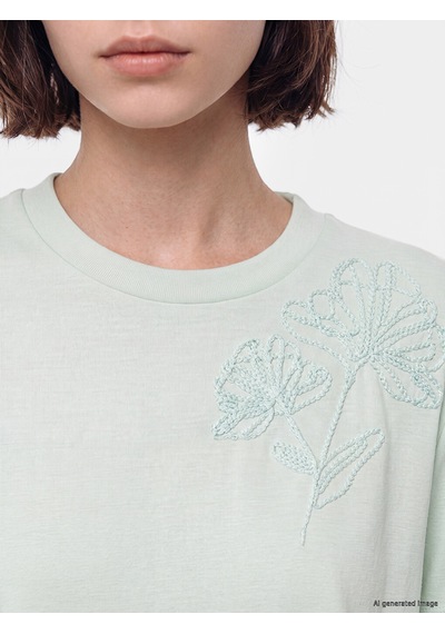 Lcw Modest Yeşil Soft Touch Nakışlı Bluz