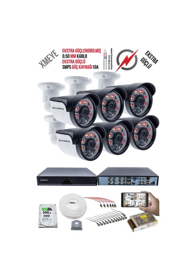 6 Kameralı Güvenlik Kamera Seti - Kdj-6s-6al-ss-e1