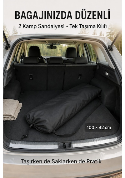 2 Kamp Sandalyesi Taşıma Kılıfı, Antrasit 100 42 Cm