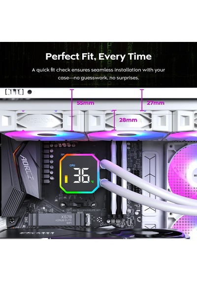Hyperflow Dijital 360 Cpu Sıvı Soğutucu, 3100 Rpm Pompalı 360 Mm Aıo, 3 120 Mm E28 Argb Fanlar, Gerçek Zamanlı Dijital Ekran, Intel Ve Amd Desteği Beyaz