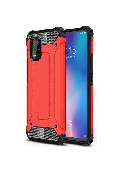 Noktaks - Mi 10 Lite Uyumlu - Kılıf Çift Katman Zırh Tank Crash Military Kapak - Kırmızı Kırmızı