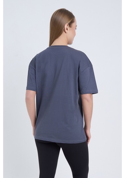Velvoria Unisex Oversize A True Love Baskılı Antrasit Renk T-shirt