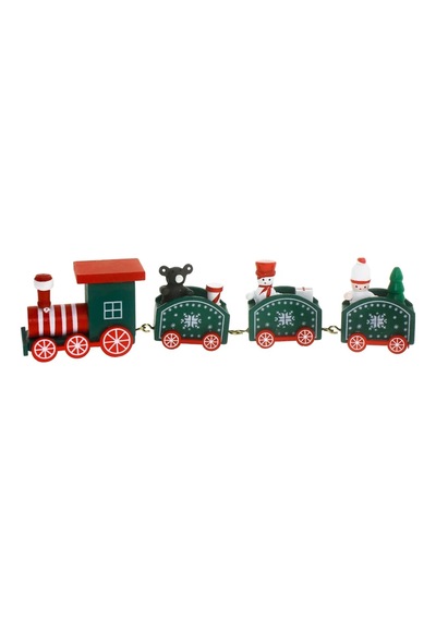 Yılbaşı New Year Ahşap Tren Dekor Süs Yeşil Renk