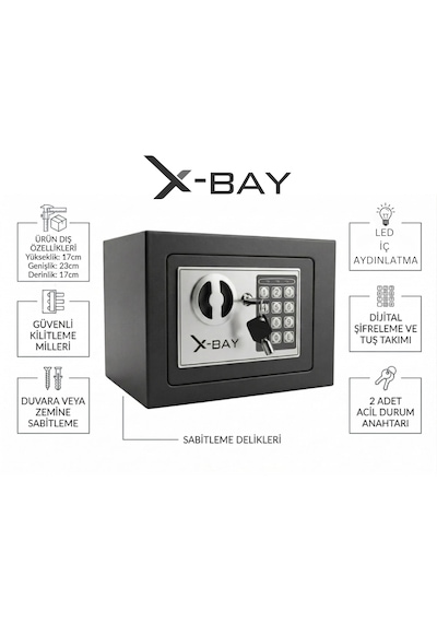 X-bay Xb-1700 Dijital Çelik Kasa Mini Boy