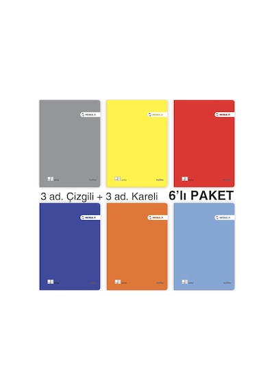 Etika A4 60 Yaprak Pp Kapaklı Tel Dikişli Defter 6'lı Karma Pak Diğer
