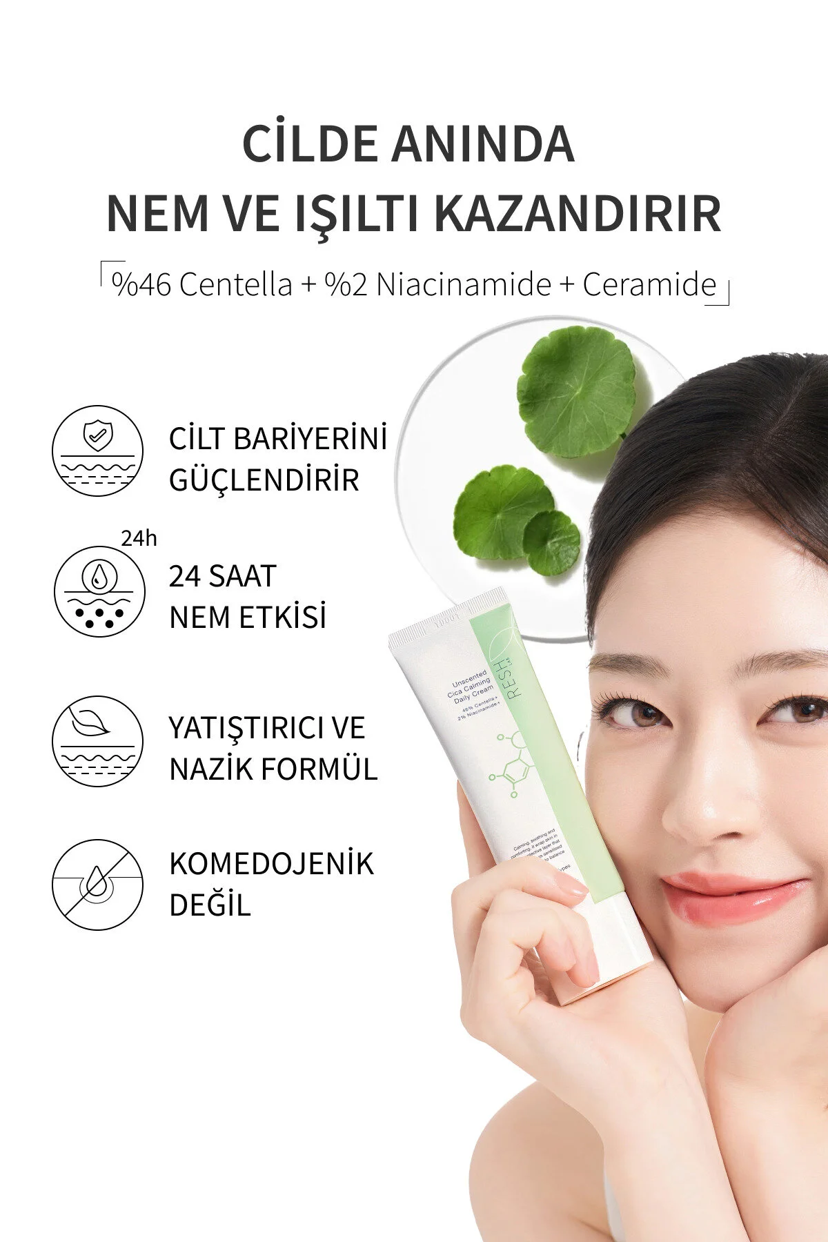 Resh Lab Unscented Cica Calming Daily Bariyer Onarıcı ve Nemlendirici Krem 50 ML