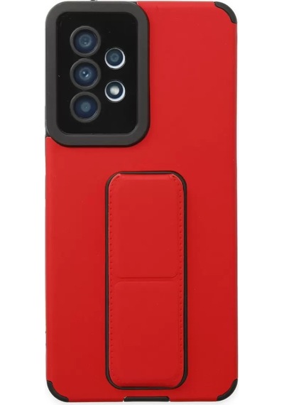 Newface Samsung Galaxy A53 5g Kılıf Mega Standlı Silikon - Kırmızı