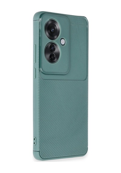 Oppo Reno 11f Uyumlu Kılıf Auto Focus Karbon Kapak - Koyu Yeşil