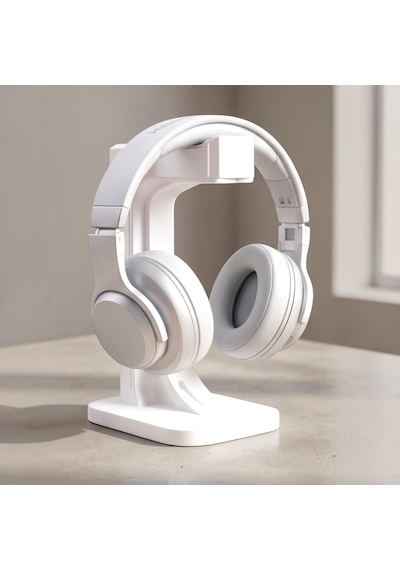 Happy3dworld Geometrik Kulaklık Standı, 3d Baskı Mat Beyaz Minimalist Masaüstü Düzenleyici