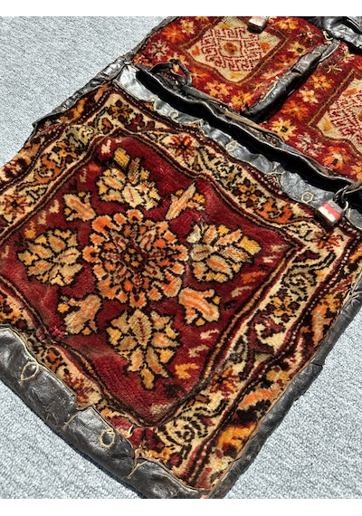 Burak Halı El Dokuma Antika Derili Heybe Kök Boya Kilitli 47 x 114