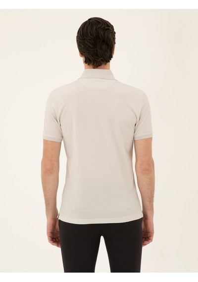 Açık Gri Slim Fit Polo Yaka Merserize T-shirt
