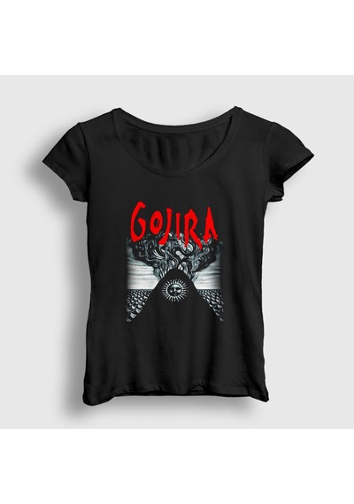 Presmono Kadın Magma Gojira T-shirt Siyah