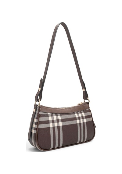 Silver & Polo Silver Polo Kahve - Kahve Çizgili Ekose Kadın Çapraz Çanta Sp1274