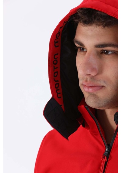 Maraton Sportswear Regular Erkek Kapşonlu Uzun Kol Outdoor Kırmızı Ceket 20384 Kırmızı