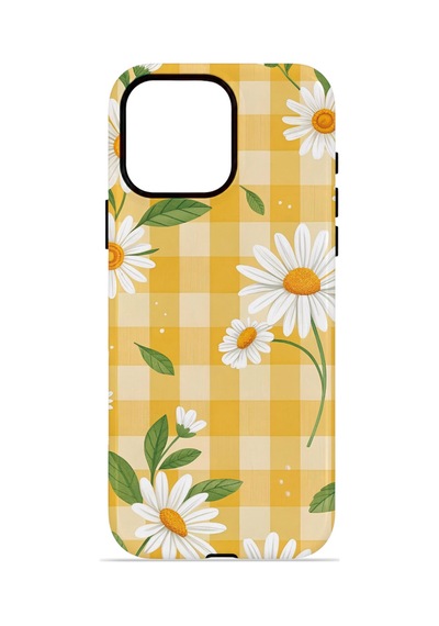 Apple iPhone Uyumlu 15 Pro Max Vorian Çift Katmanlı Magsafe Kılıf Daisy Picnic Gingham