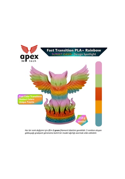 Apex3d Gökkuşağı Pla+ Filament - Günbatımı Vahası 1 Kg 1.75mm