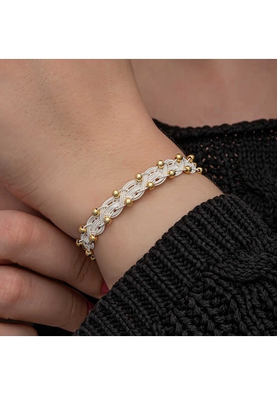 Premium 1000 Ayar İthal Gümüş Kazaziye Örgü Bileklik - 17 Cm