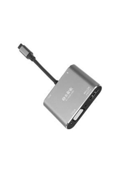 S-link Sl-usb-c85 4 İn 1 Type C To, Pd+hdmı+vga+usb3.0 Çevirici Hub Adaptör