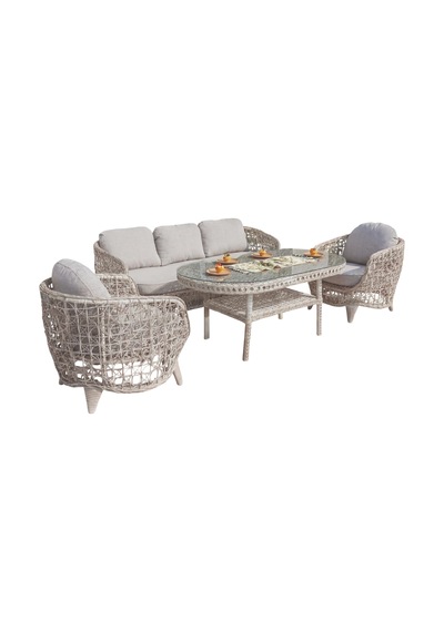 Zenda Rattan Bahçe Oturma Grubu 3+1+1 Sehpalı Rehome
