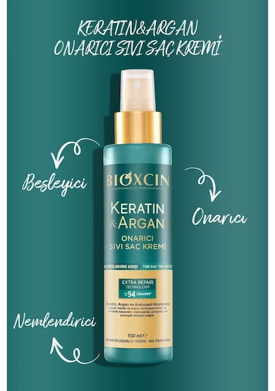 Keratin & Argan Onarıcı Şampuan 300ml + Keratin Argan Saç Bakım Yağı + Saç Kremi+onarıcı Sıvıyağ