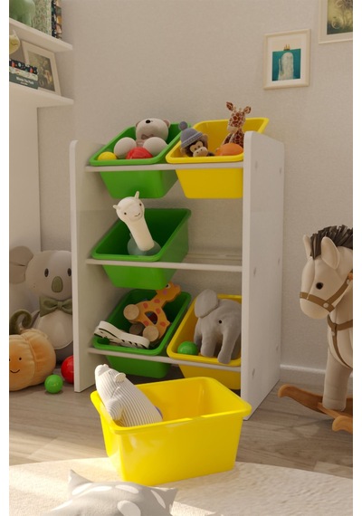 6 Sepetli Çok Amaçlı Montessori Oyuncak Dolabı