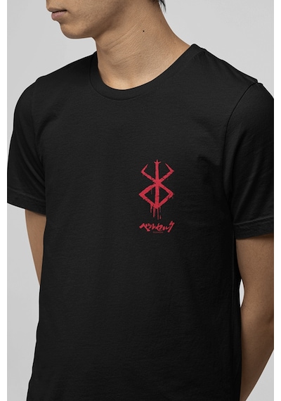 Berserk Ön Arka Baskılı Red Desing Tişört Siyah