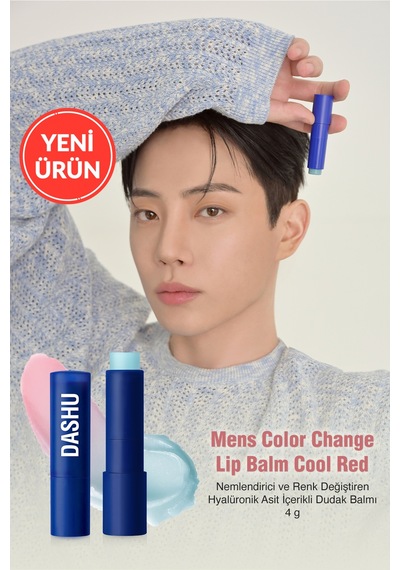Renk Değiştiren, Hyalüronik Asitli Nemlendirici Balm Dashu Mens Color Change Lip Balm Cool Red