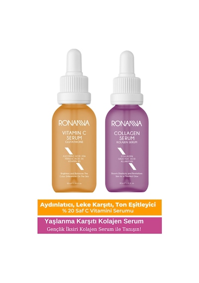 Ronanna Aydınlatıcı Vitamin C Serum İle Collagen Serum Genç Ve Işıltılı Bir Cilt