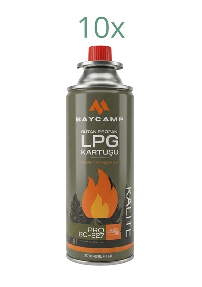 Baycamp 227gr 400 Ml Butan Propan Lpg Kartuş 10 Li Paket Çok Renkli