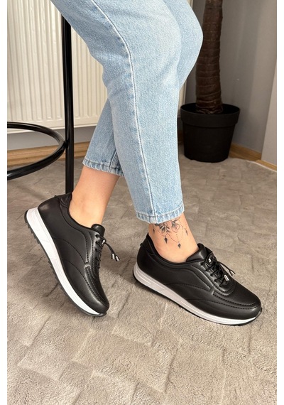 Asmi Shoes Kadın Ayda Bağcıklı Lastikli Ortopedik Rahat Taban Günlük Babet&spor Ayakkabı Siyah Siyah Asmi Shoes Kadın Ayda Bağcıklı Lastikli Ortopedik Rahat Taban Günlük Babet&spor Ayakkabı Siyah Siyah