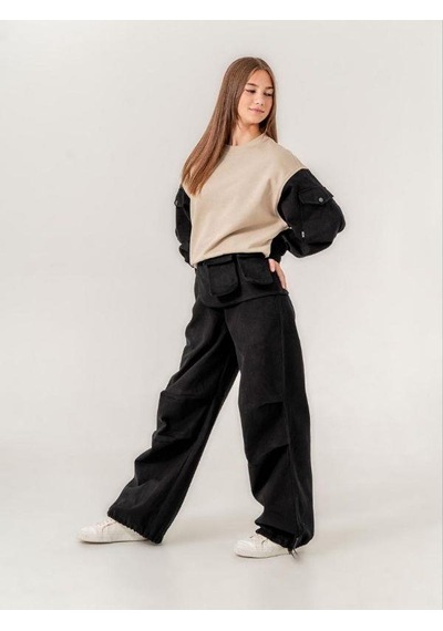 Kız Çocuk Gabardin Kol 2 İplik Sweatshirt-15170 Haki Kız Çocuk Gabardin Kol 2 İplik Sweatshirt-15170 Haki