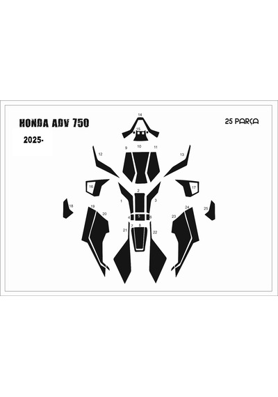 Honda Adv 750 2025- Tank Pad Ve Grenaj Kaplama Siyah