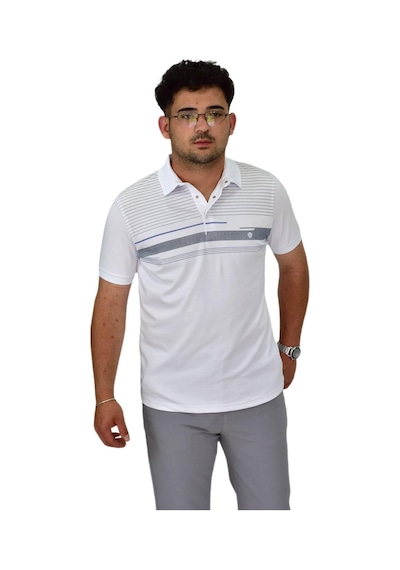 Erkek Polo Yaka Pano Çizgili Tişört T273 Bgl-st04592 Beyaz